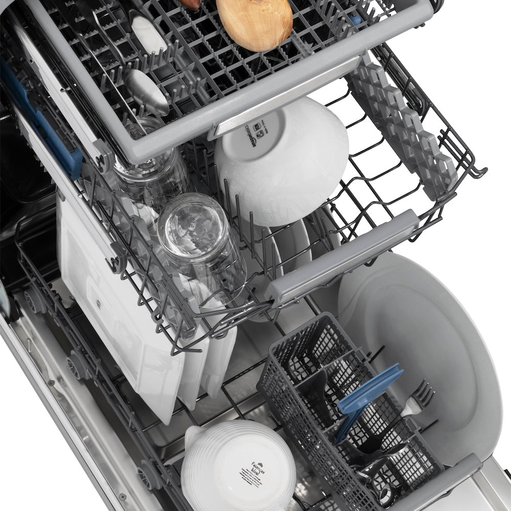 ZLINE Autograph 18" Tallac Series 3rd Rack Top Control Dishwasher In Custom Panel Ready With Champagne Bronze Handle, DWVZ-18-CB