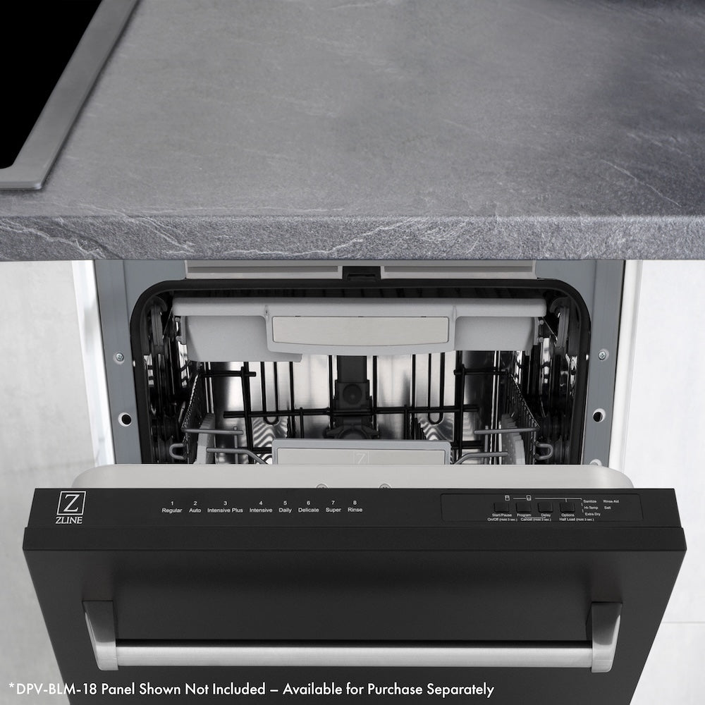ZLINE Autograph 18" Tallac Series 3rd Rack Top Control Dishwasher In Custom Panel Ready With Champagne Bronze Handle, DWVZ-18-CB