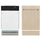 ZLINE Autograph 18" Tallac Series 3rd Rack Top Control Dishwasher In Custom Panel Ready With Champagne Bronze Handle, DWVZ-18-CB