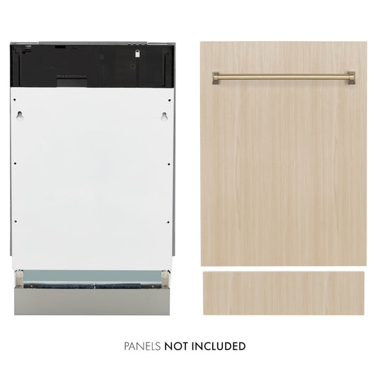 ZLINE Autograph 18" Tallac Series 3rd Rack Top Control Dishwasher In Custom Panel Ready With Champagne Bronze Handle, DWVZ-18-CB