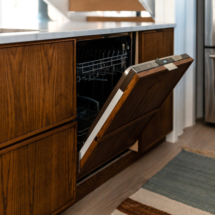 ZLINE 24 in. Top Control Tall Dishwasher is Custom Panel Ready with Matte Black Handle, DWVZ-24-MB