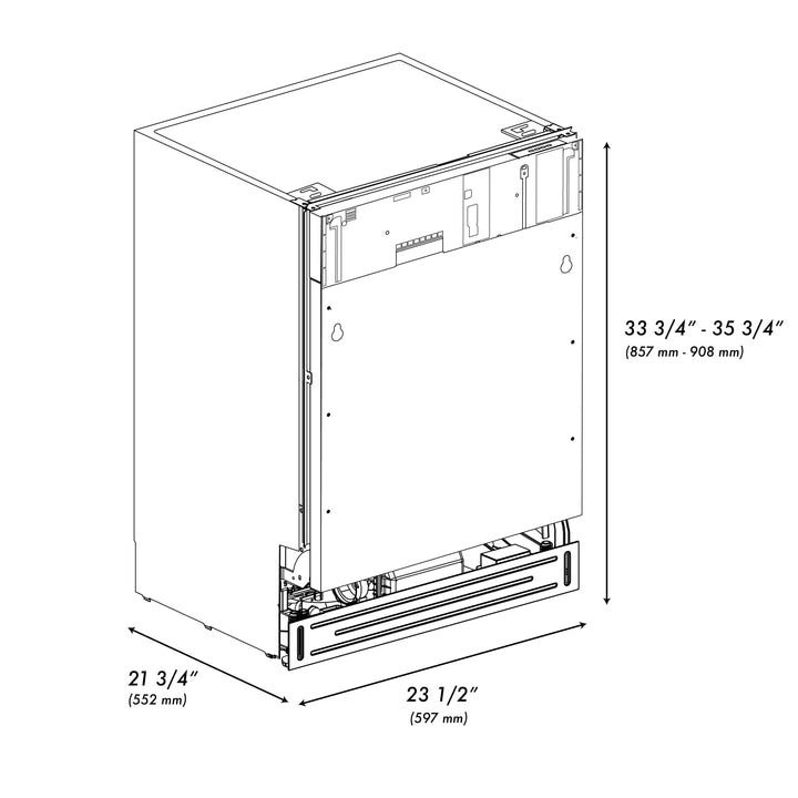 ZLINE 24 in. Top Control Tall Dishwasher is Custom Panel Ready with Matte Black Handle, DWVZ-24-MB