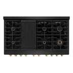 ZLINE Autograph Edition 48 in. 6.7 cu. ft. Paramount Double Oven Dual Fuel Range with 8 Burner Gas Cooktop in Black Stainless Steel with Polished Gold Accents (SDRBZ-48-G)