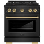 ZLINE Autograph Edition 30 in. 4.2 cu. ft. Paramount Gas Range with Convection Gas Oven, Black Stainless Steel with Champagne Bronze Accents (SGRBZ-30-CB)
