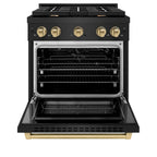ZLINE Autograph Edition 30 in. 4.2 cu. ft. Paramount Gas Range with Convection Gas Oven, Black Stainless Steel with Champagne Bronze Accents (SGRBZ-30-CB)