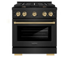 ZLINE Autograph Edition 30 in. 4.2 cu. ft. Paramount Gas Range with Convection Gas Oven, Black Stainless Steel with Champagne Bronze Accents (SGRBZ-30-CB)