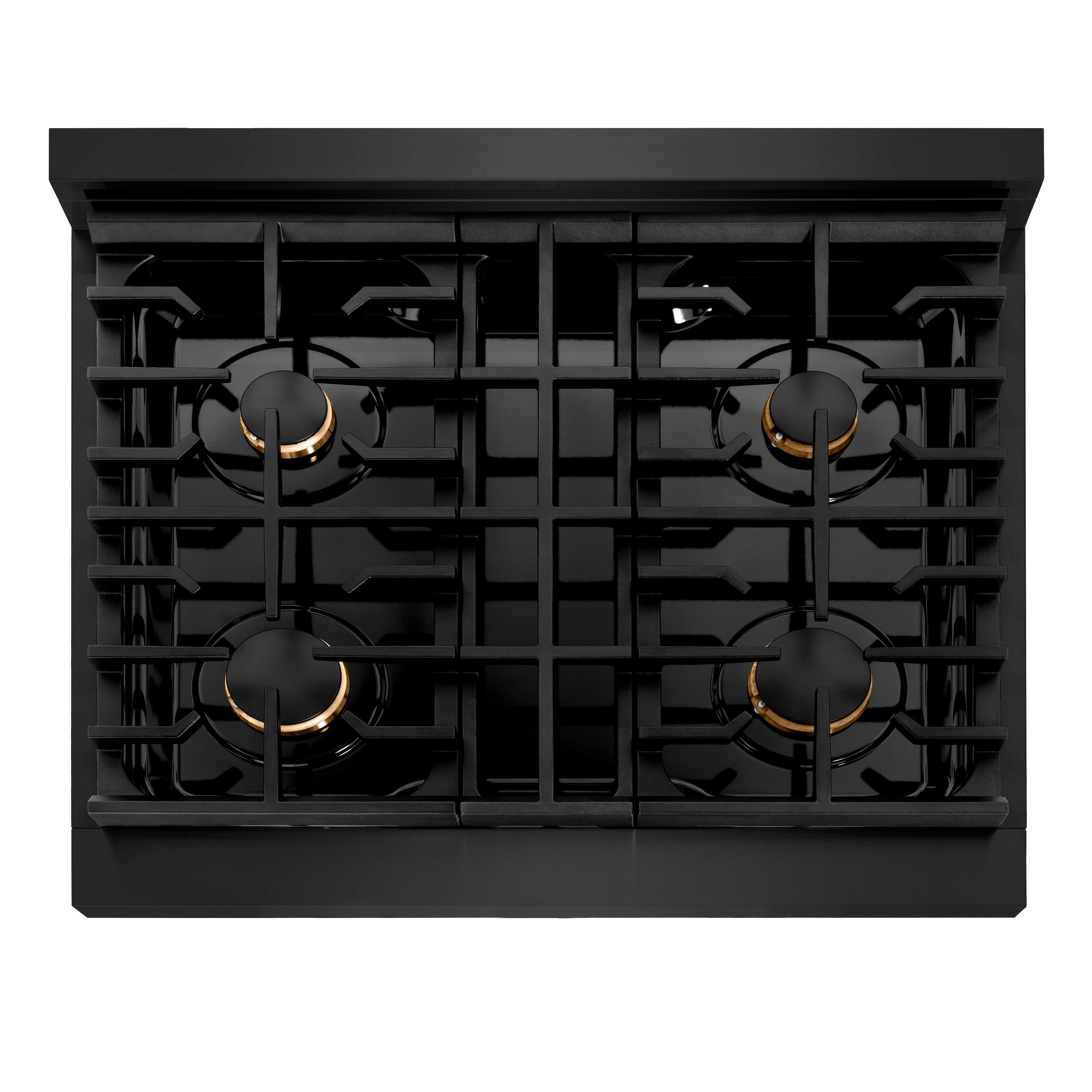 ZLINE Autograph Edition 30 in. 4.2 cu. ft. Paramount Gas Range with Convection Gas Oven, Black Stainless Steel with Champagne Bronze Accents (SGRBZ-30-CB)