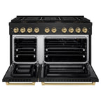 ZLINE Autograph Edition 48 in. Gas Range with Double Oven, 6.7 cu. ft., Black Stainless Steel with Bronze Accents (Model SGRBZ-48-CB)