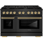 ZLINE Autograph Edition 48 in. Gas Range with Double Oven, 6.7 cu. ft., Black Stainless Steel with Bronze Accents (Model SGRBZ-48-CB)
