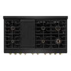 ZLINE Autograph Edition 48 in. 6.7 cu. ft. Paramount Double Oven Gas Range with 8 Burners in Black Stainless Steel with Gold Accents (SGRBZ-48-G)