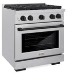 ZLINE Autograph Edition 30 in. Paramount Dual Fuel Range, 4.2 cu. ft. Electric Convection Oven, 4 Gas Burners, Satin Stainless Steel with Matte Black Accents (SDRSZ-30-MB)