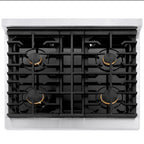ZLINE Autograph Edition 30 in. 4.2 cu. ft. Paramount Gas Range with 4 Burners and Convection Gas Oven in Satin Stainless Steel with Polished Gold Accents (SGRSZ-30-G)