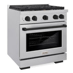 ZLINE Autograph Edition 30 in. 4.2 cu. ft. Paramount Gas Range with 4 Burners and Convection Gas Oven in Satin Stainless Steel with Matte Black Accents (SGRSZ-30-MB)
