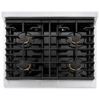 ZLINE Autograph Edition 30 in. 4.2 cu. ft. Paramount Gas Range with 4 Burners and Convection Gas Oven in Satin Stainless Steel with Matte Black Accents (SGRSZ-30-MB)