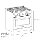 ZLINE Autograph Edition 36 in. 5.2 cu. ft. Paramount Gas Range with 6 Burners, Convection Gas Oven, Satin Stainless Steel with Champagne Bronze Accents (SGRSZ-36-CB)