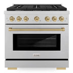 ZLINE Autograph Edition 36 in. 5.2 cu. ft. Paramount Gas Range with 6 Burners, Convection Gas Oven, Satin Stainless Steel with Champagne Bronze Accents (SGRSZ-36-CB)