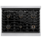 ZLINE Autograph Edition 36 in. 5.2 cu. ft. Paramount Gas Range with 6 Burners, Convection Gas Oven, Satin Stainless Steel with Champagne Bronze Accents (SGRSZ-36-CB)