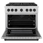 ZLINE Autograph Edition 36 in. 5.2 cu. ft. Gas Range with 6 Burners and Convection Oven in Satin Stainless Steel with Matte Black Accents (SGRSZ-36-MB)