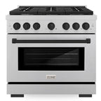 ZLINE Autograph Edition 36 in. 5.2 cu. ft. Gas Range with 6 Burners and Convection Oven in Satin Stainless Steel with Matte Black Accents (SGRSZ-36-MB)