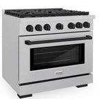 ZLINE Autograph Edition 36 in. 5.2 cu. ft. Gas Range with 6 Burners and Convection Oven in Satin Stainless Steel with Matte Black Accents (SGRSZ-36-MB)