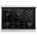 ZLINE Autograph Edition 36 in. 5.2 cu. ft. Gas Range with 6 Burners and Convection Oven in Satin Stainless Steel with Matte Black Accents (SGRSZ-36-MB)
