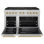ZLINE Autograph Package - 48 In. Gas Range and Range Hood in Satin Stainless Steel with Champagne Bronze Accents, 2AKPR-RGSRH48-CB