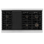 ZLINE Autograph Edition 48 in. 6.7 cu. ft. Paramount Double Oven Gas Range with 8 Burners in Satin Stainless Steel with Champagne Bronze Accents (SGRSZ-48-CB)