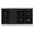 ZLINE Autograph Edition 48 in. 6.7 cu. ft. Paramount Double Oven Gas Range with 8 Burners in Satin Stainless Steel with Polished Gold Accents (SGRSZ-48-G)