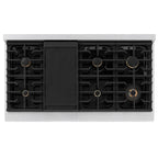 ZLINE Autograph Package - 48 In. Gas Range and Range Hood in Satin Stainless Steel with Gold Accents, 2AKPR-RGSRH48-G