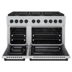 ZLINE Autograph Edition 48 in. Paramount Double Oven Gas Range with 8 Burner Cooktop in Satin Stainless Steel with Matte Black Accents, 6.7 cu. ft., SGRSZ-48-MB