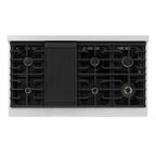 ZLINE Autograph Edition 48 in. Paramount Double Oven Gas Range with 8 Burner Cooktop in Satin Stainless Steel with Matte Black Accents, 6.7 cu. ft., SGRSZ-48-MB