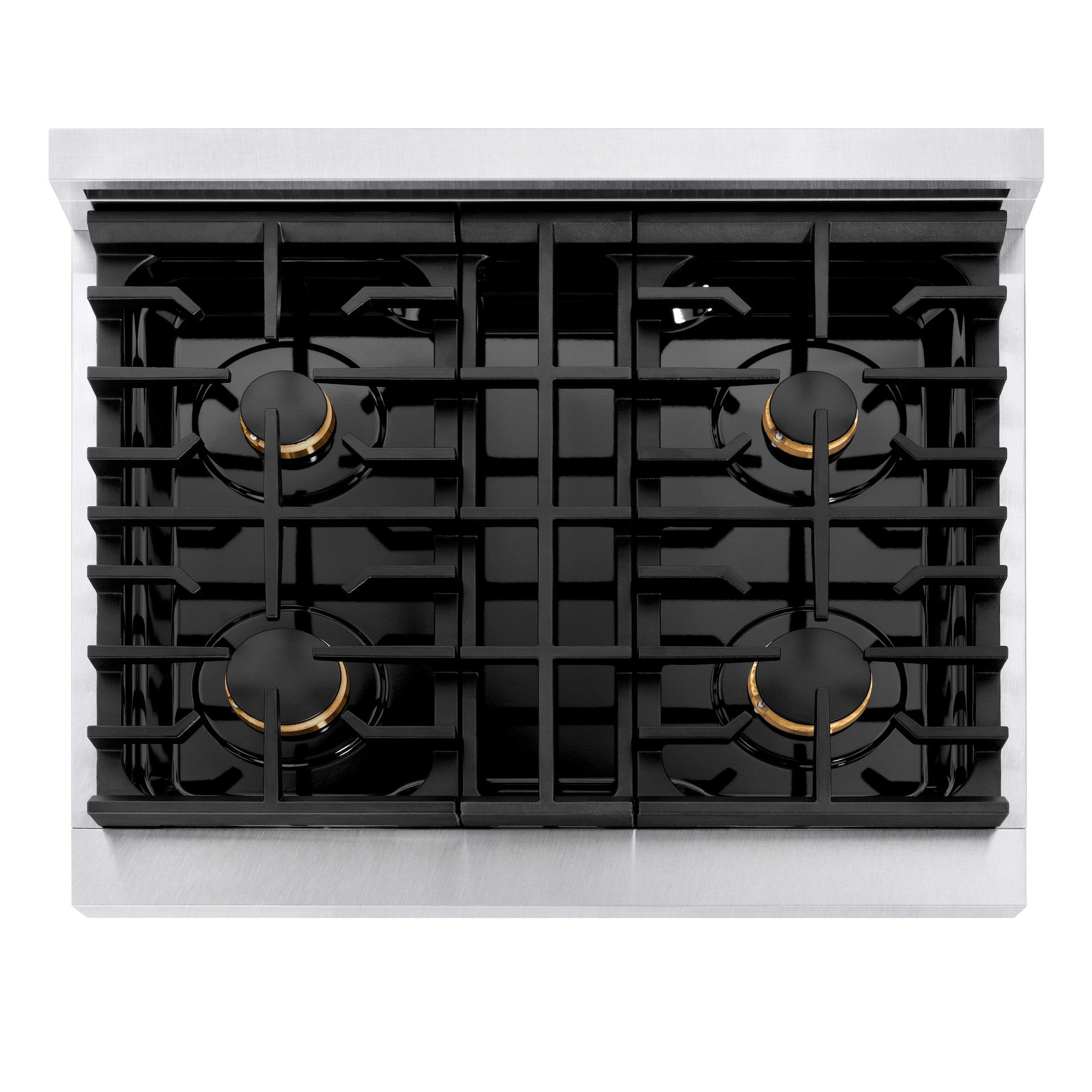 ZLINE Autograph Edition 30 in. 4.2 cu. ft. Paramount Dual Fuel Range with 4-Burner Gas Cooktop and Electric Convection Oven in Satin Stainless Steel with White Matte Door and Champagne Bronze Accents (SDRSZ-WM-30-CB)
