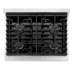 ZLINE Autograph Edition 36 in. 5.2 cu. ft. Paramount Dual Fuel Range with 6 Gas Burners and Electric Convection Oven, Satin Stainless Steel with White Matte Door and Champagne Bronze Accents (SDRSZ-WM-36-CB)