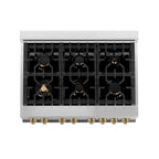 ZLINE Autograph Edition 36 in. 4.6 cu. ft. Dual Fuel Range with Gas Cooktop and Electric Oven, Black Matte Door with Champagne Bronze Accents (RAZ-BLM-36-CB)