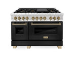 ZLINE Autograph Edition 48 in. Dual Fuel Range 6.0 cu. ft. with Black Matte Door and Champagne Bronze Accents (RAZ-BLM-48-CB)