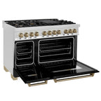 ZLINE Autograph Edition 48 in. Dual Fuel Range 6.0 cu. ft. with Black Matte Door and Champagne Bronze Accents (RAZ-BLM-48-CB)