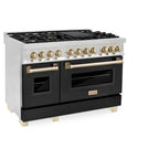 ZLINE Autograph Edition 48 in. Dual Fuel Range with Black Matte Door and Gold Accents, 6.0 cu. ft. (RAZ-BLM-48-G)