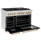ZLINE Autograph Edition 48 in. Dual Fuel Range with Black Matte Door and Gold Accents, 6.0 cu. ft. (RAZ-BLM-48-G)