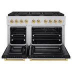 ZLINE Autograph Edition 48 in. Paramount Double Oven Dual Fuel Range with 8 Gas Burners, 6.7 cu. ft., Black Matte Doors & Champagne Bronze Accents (SDRZ-BLM-48-CB)