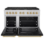 ZLINE Autograph Edition 48 in. Paramount Double Oven Dual Fuel Range 6.7 cu. ft. with 8 Gas Burners, Black Matte Doors and Polished Gold Accents (SDRZ-BLM-48-G)
