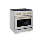 ZLINE Autograph Edition 30 in. Paramount Dual Fuel Range, 4 Burners, 4.2 cu. ft. Electric Convection Oven, Stainless Steel with Champagne Bronze Accents (SDRZ-30-CB)