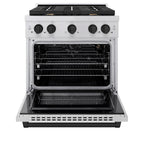 ZLINE Autograph Edition 30 in. Paramount Dual Fuel Range, 4.2 cu. ft., 4 Burner Gas Cooktop, Electric Convection Oven, Stainless Steel with Matte Black Accents (SDRZ-30-MB)