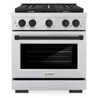 ZLINE Autograph Edition 30 in. Paramount Dual Fuel Range, 4.2 cu. ft., 4 Burner Gas Cooktop, Electric Convection Oven, Stainless Steel with Matte Black Accents (SDRZ-30-MB)