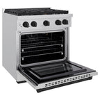 ZLINE Autograph Edition 30 in. Paramount Dual Fuel Range, 4.2 cu. ft., 4 Burner Gas Cooktop, Electric Convection Oven, Stainless Steel with Matte Black Accents (SDRZ-30-MB)