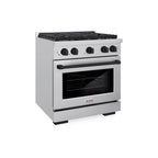 ZLINE Autograph Edition 30 in. Paramount Dual Fuel Range, 4.2 cu. ft., 4 Burner Gas Cooktop, Electric Convection Oven, Stainless Steel with Matte Black Accents (SDRZ-30-MB)
