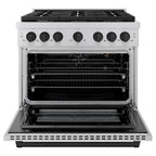 ZLINE Autograph Edition 36 in. Paramount Dual Fuel Range 5.2 cu. ft. with 6 Gas Burners and Electric Convection Oven in Stainless Steel with Matte Black Accents (SDRZ-36-MB)