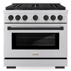 ZLINE Autograph Edition 36 in. Paramount Dual Fuel Range 5.2 cu. ft. with 6 Gas Burners and Electric Convection Oven in Stainless Steel with Matte Black Accents (SDRZ-36-MB)