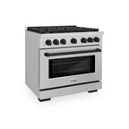 ZLINE Autograph Edition 36 in. Paramount Dual Fuel Range 5.2 cu. ft. with 6 Gas Burners and Electric Convection Oven in Stainless Steel with Matte Black Accents (SDRZ-36-MB)
