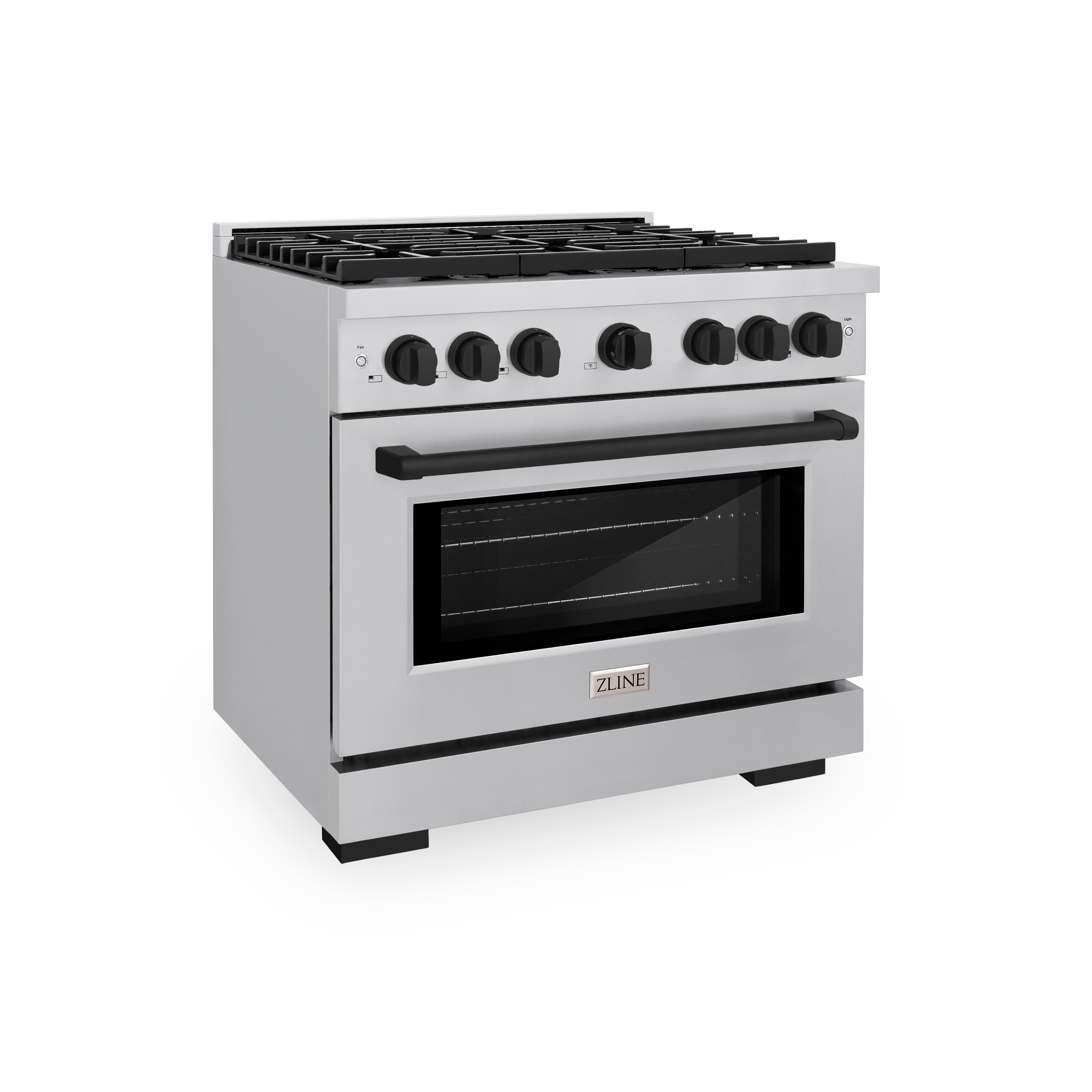 ZLINE Autograph Edition 36 in. Paramount Dual Fuel Range 5.2 cu. ft. with 6 Gas Burners and Electric Convection Oven in Stainless Steel with Matte Black Accents (SDRZ-36-MB)