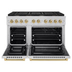 ZLINE Autograph Edition 48 in. 6.7 cu. ft. Paramount Double Oven Dual Fuel Range with 8 Gas Burners, Stainless Steel with Champagne Bronze Accents (SDRZ-48-CB)